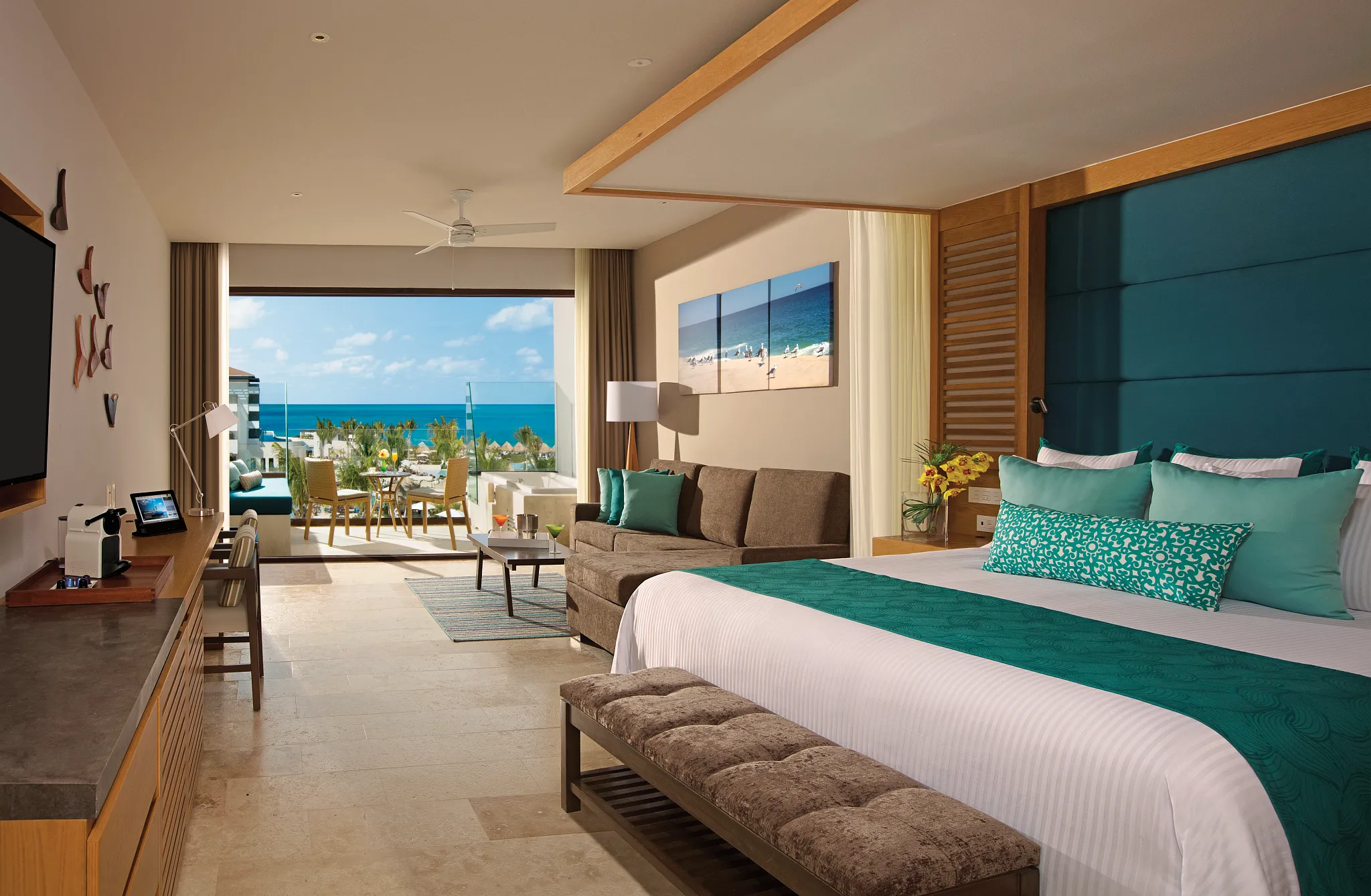 Luxury hotel room with ocean view