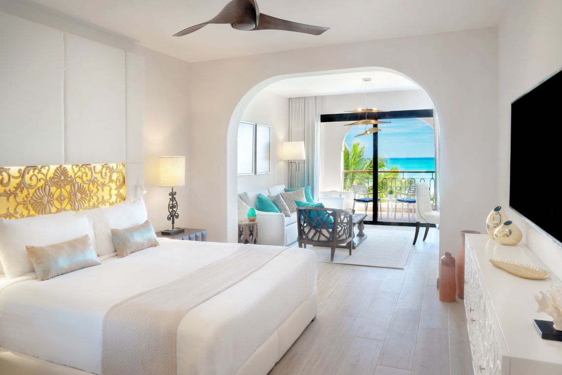 Luxury hotel room with ocean view